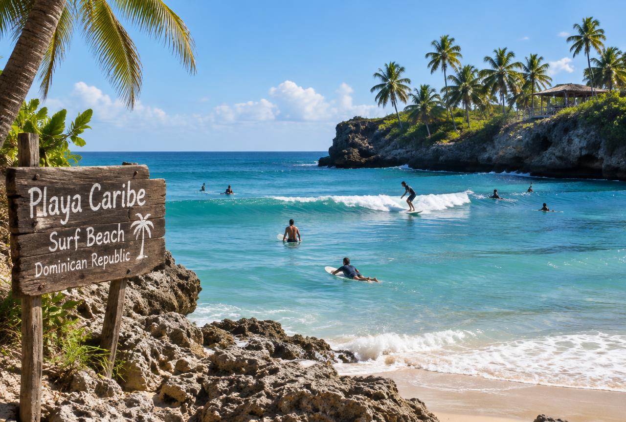 Playa Caribe & Guayacanes, surf cove and fishing-village beach